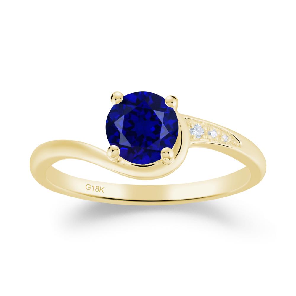 Dainty Round Sapphire Ring for Women - LUO Jewelry #metal_18k yellow gold