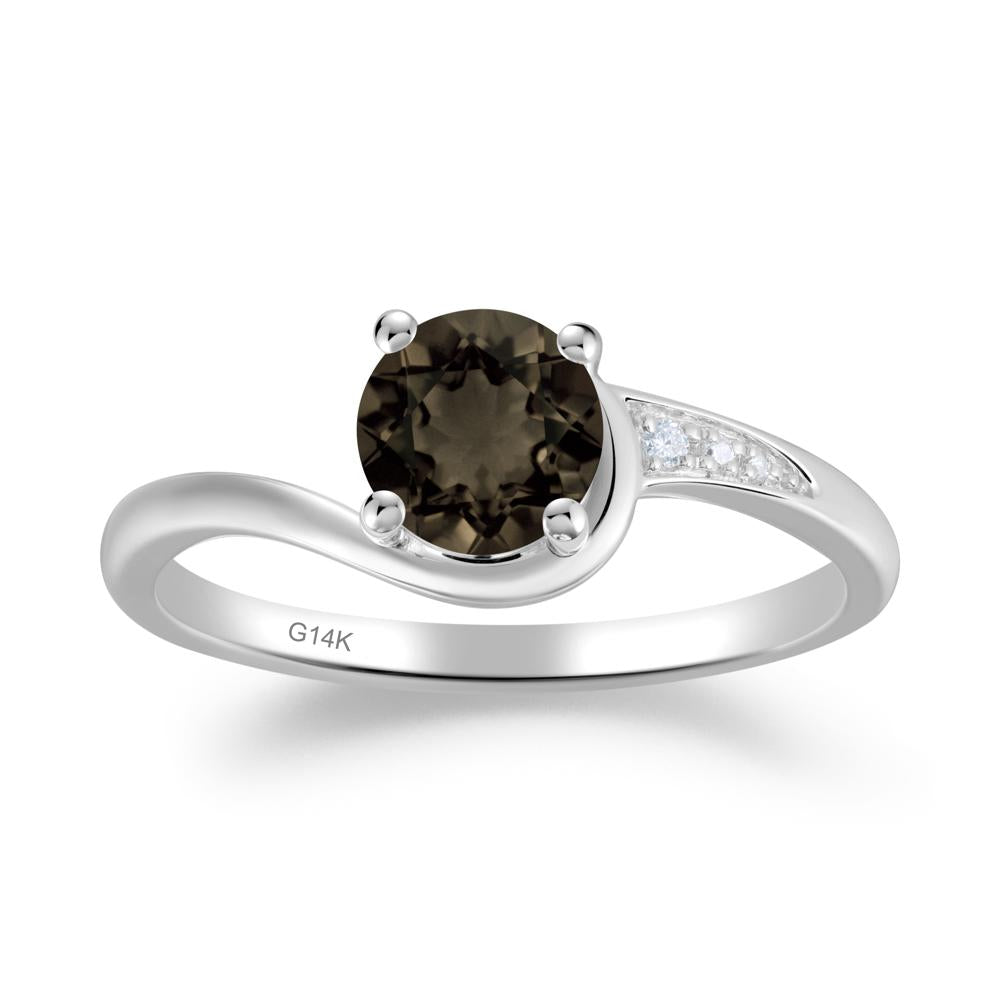 Classic Smoky Quartz Wrap Engagement Ring - LUO Jewelry #metal_14k white gold