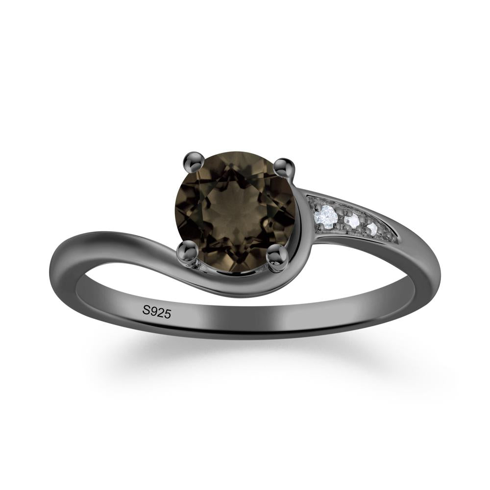Classic Smoky Quartz Wrap Engagement Ring - LUO Jewelry #metal_black finish sterling silver