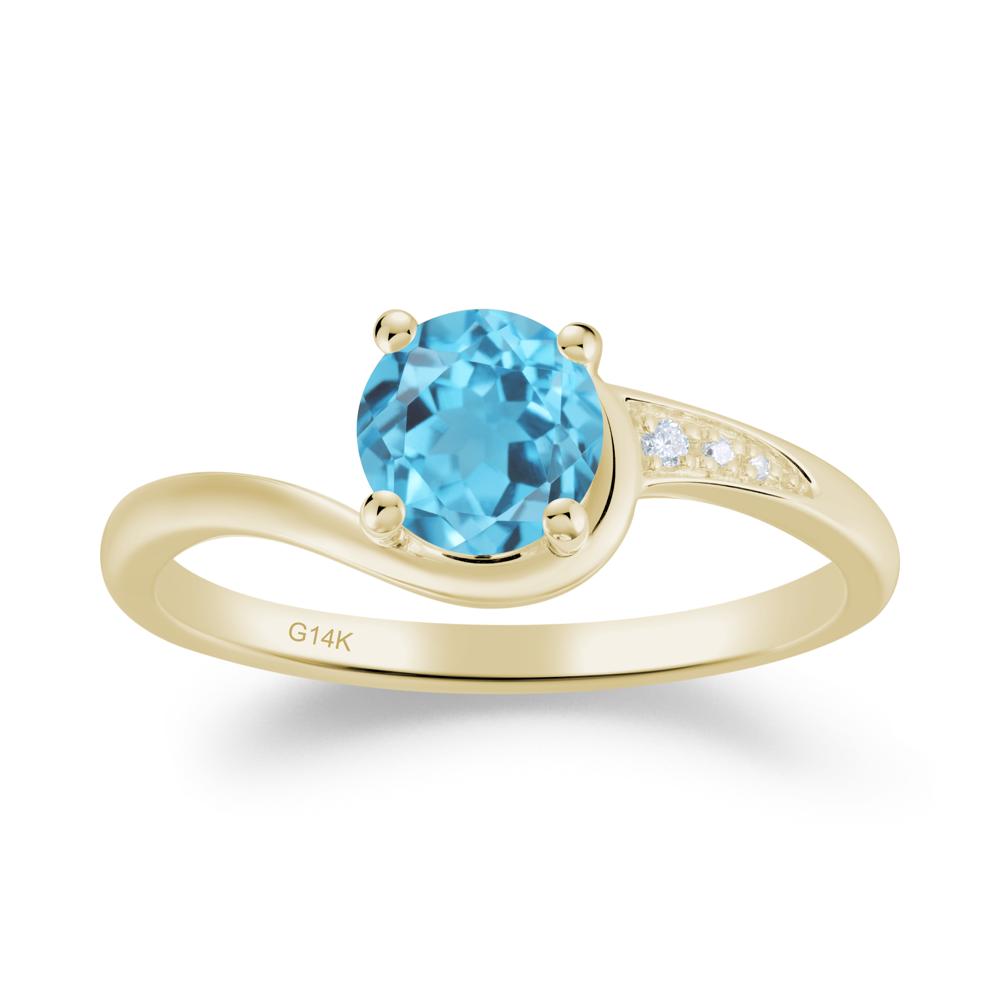 Round Cut Swiss Blue Topaz Bypass Ring - LUO Jewelry #metal_14k yellow gold