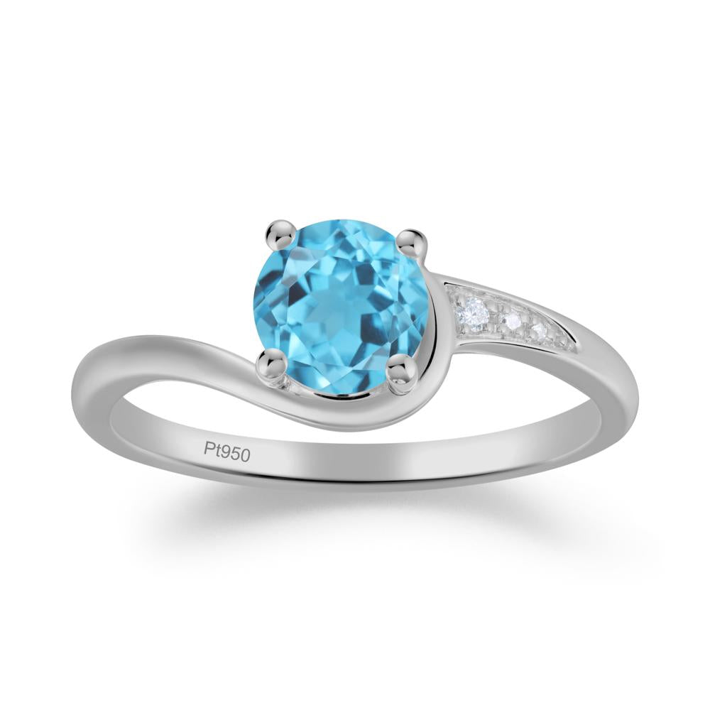 Round Cut Swiss Blue Topaz Bypass Ring - LUO Jewelry #metal_platinum