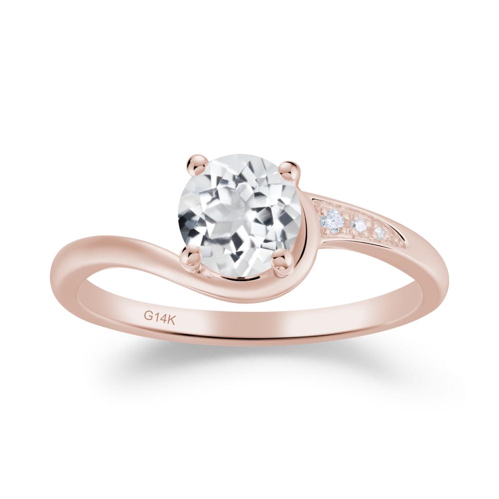 Dainty Round White Topaz Ring for Women - LUO Jewelry #metal_14k rose gold