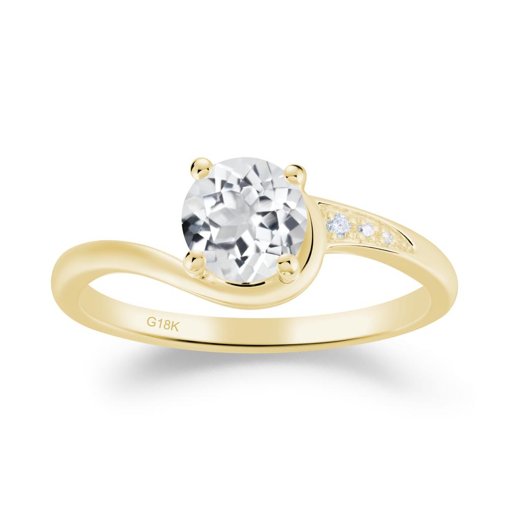 Dainty Round White Topaz Ring for Women - LUO Jewelry #metal_18k yellow gold