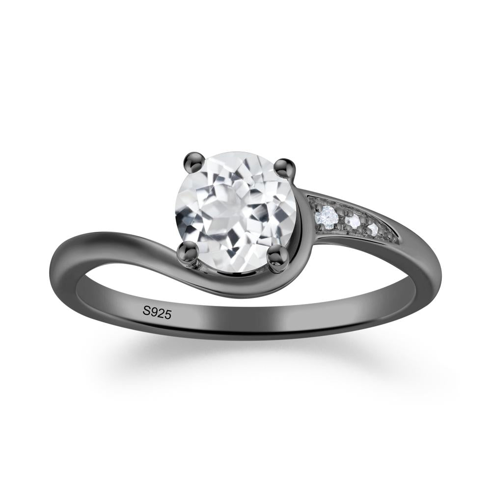 Dainty Round White Topaz Ring for Women - LUO Jewelry #metal_black finish sterling silver