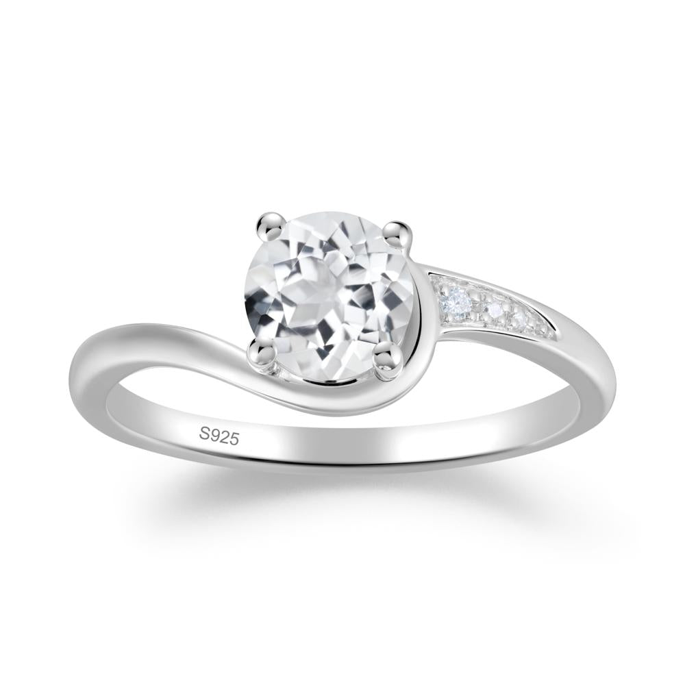 Dainty Round White Topaz Ring for Women - LUO Jewelry #metal_sterling silver