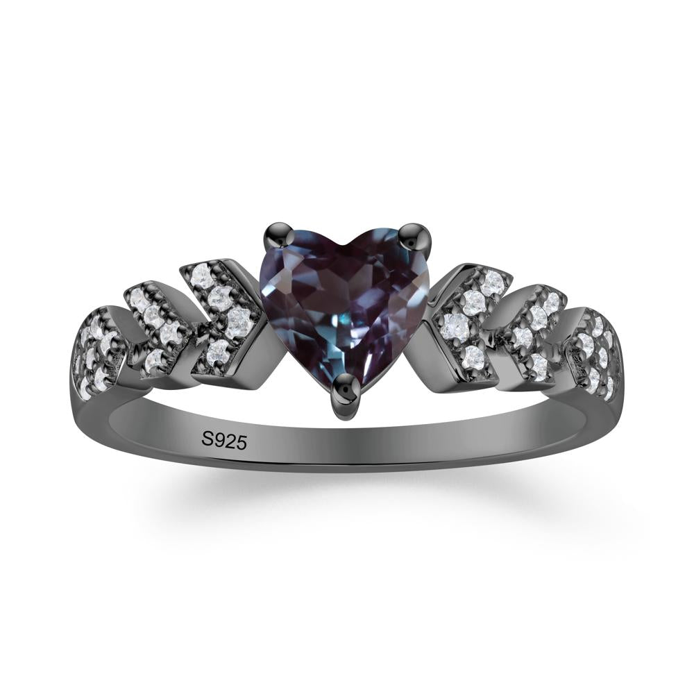 Romantic Heart Cut Alexandrite Statement Ring - LUO Jewelry #metal_black finish sterling silver