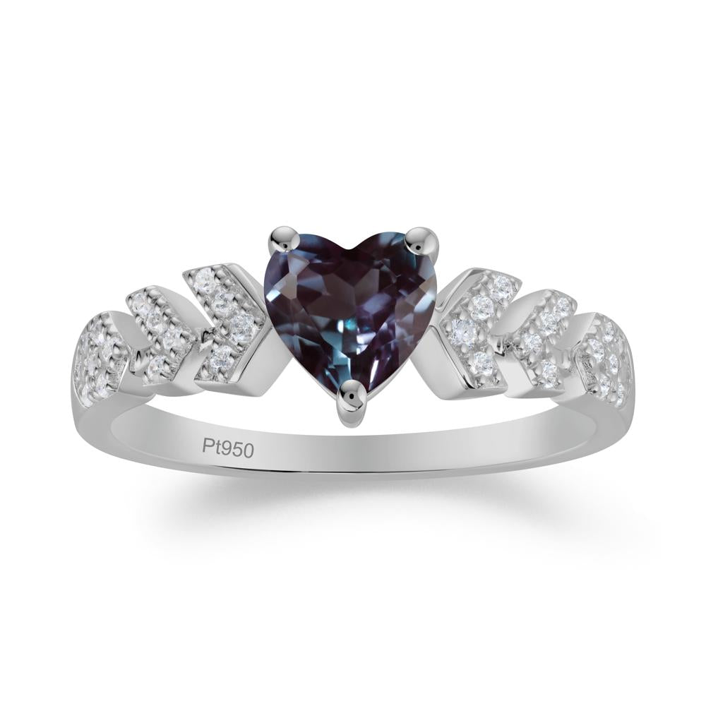 Romantic Heart Cut Alexandrite Statement Ring - LUO Jewelry #metal_platinum
