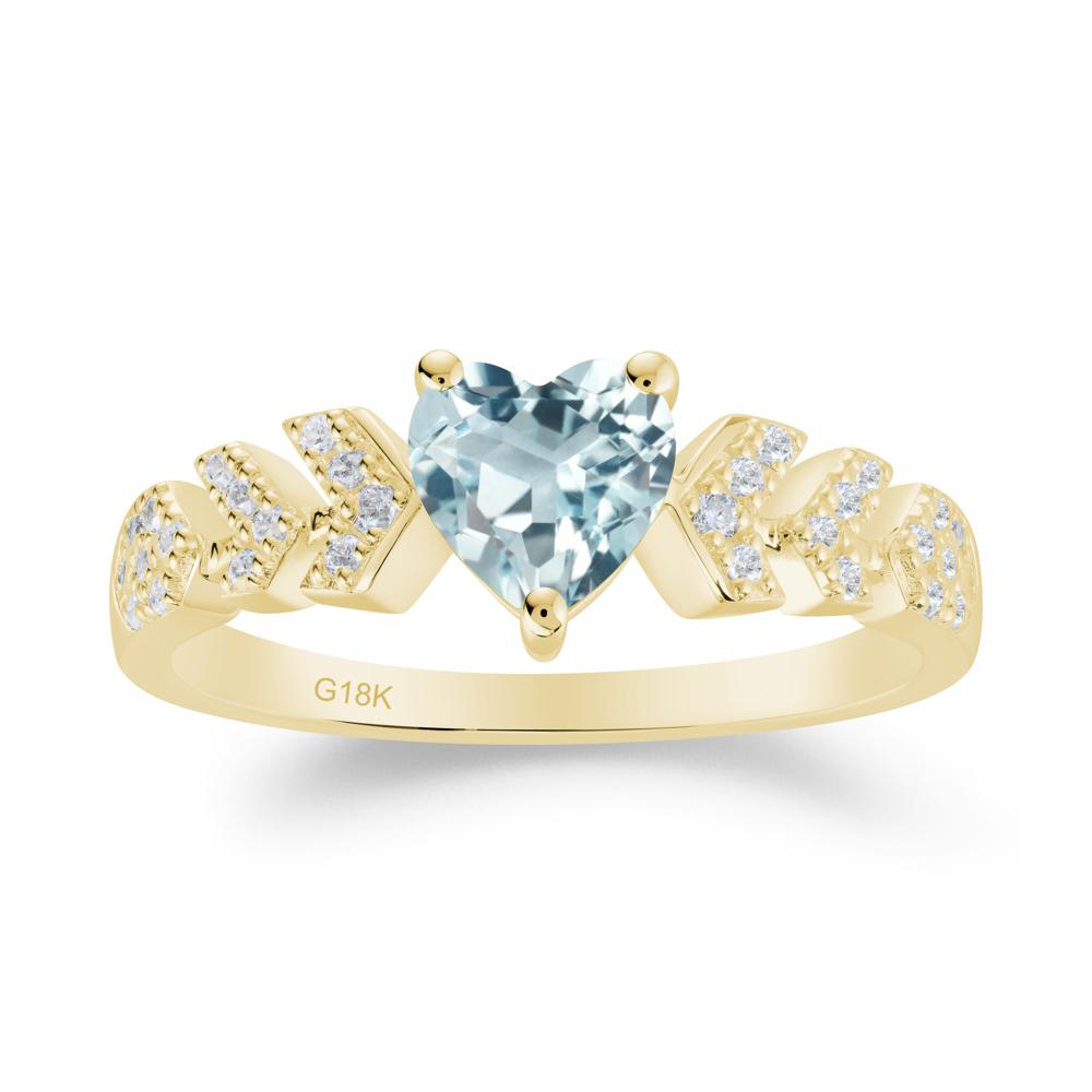 Cupid Arrow Heart Aquamarine Promise Ring - LUO Jewelry #metal_18k yellow gold