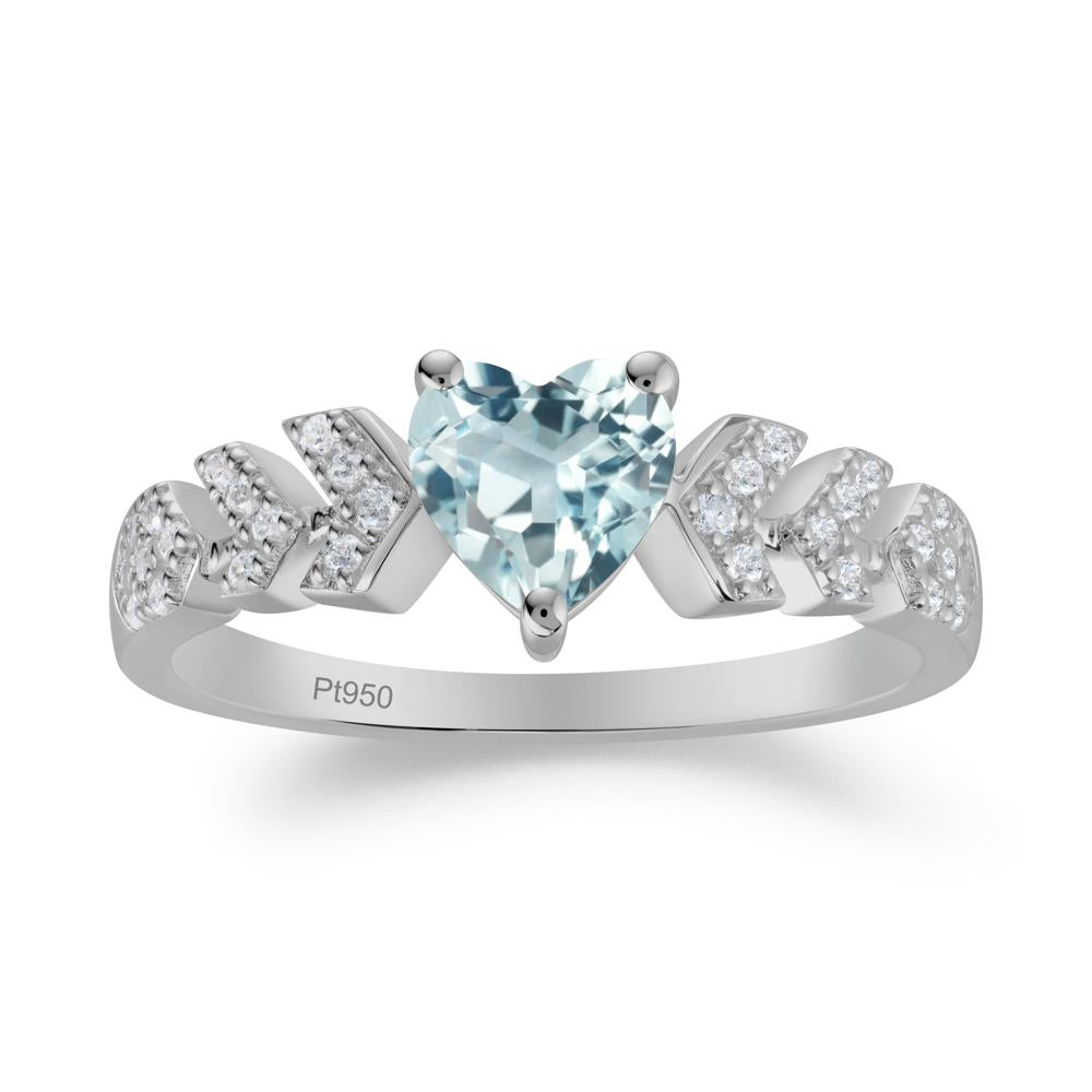 Cupid Arrow Heart Aquamarine Promise Ring - LUO Jewelry #metal_platinum