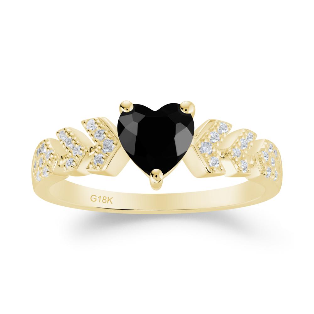 Romantic Heart Cut Black Spinel Statement Ring - LUO Jewelry #metal_18k yellow gold