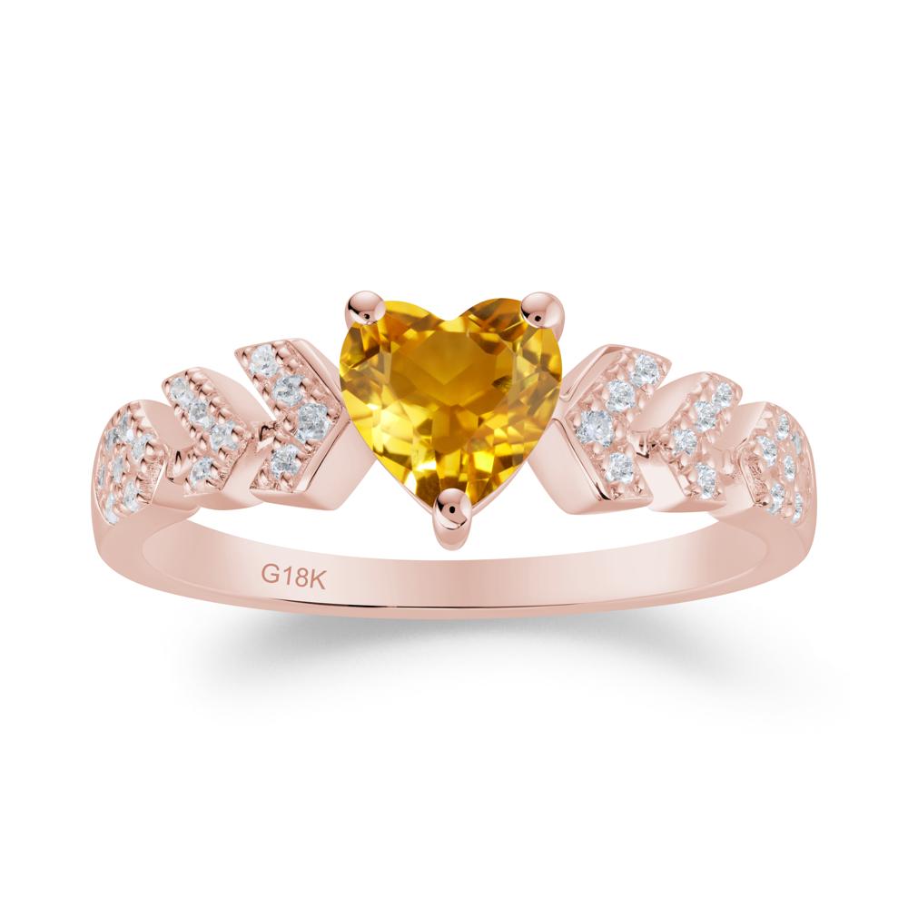Cupid Arrow Heart Citrine Promise Ring - LUO Jewelry #metal_18k rose gold