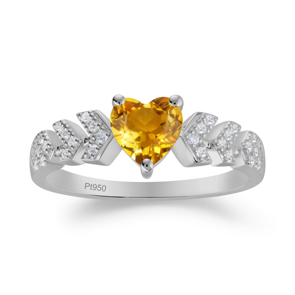 Cupid Arrow Heart Citrine Promise Ring - LUO Jewelry #metal_platinum