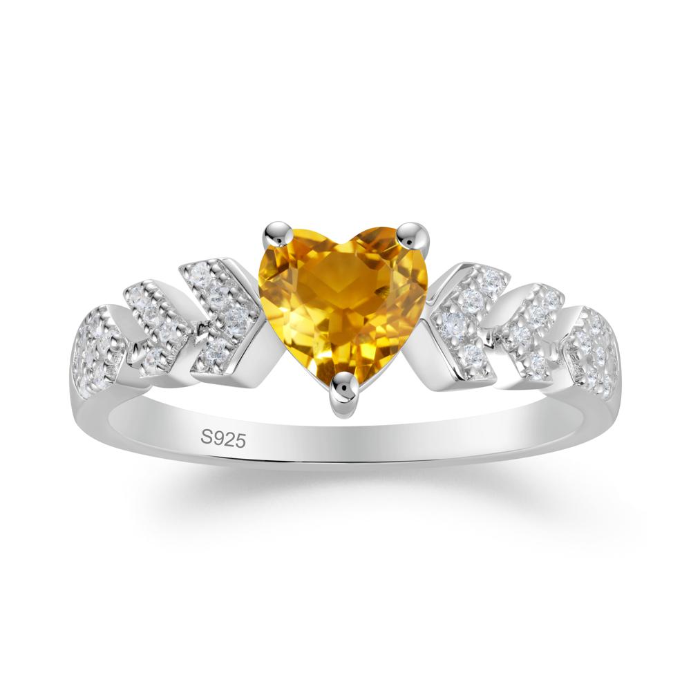 Cupid Arrow Heart Citrine Promise Ring - LUO Jewelry #metal_sterling silver
