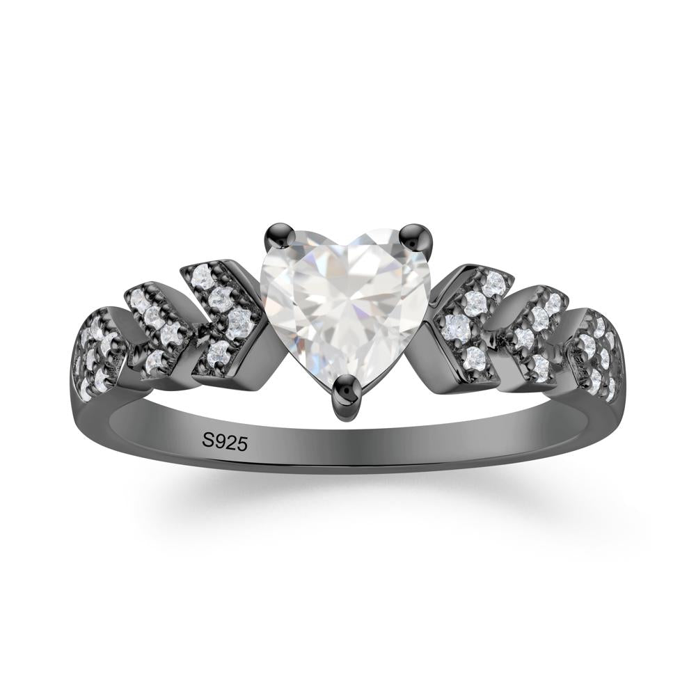 Romantic Heart Cut Cubic Zirconia Statement Ring - LUO Jewelry #metal_black finish sterling silver