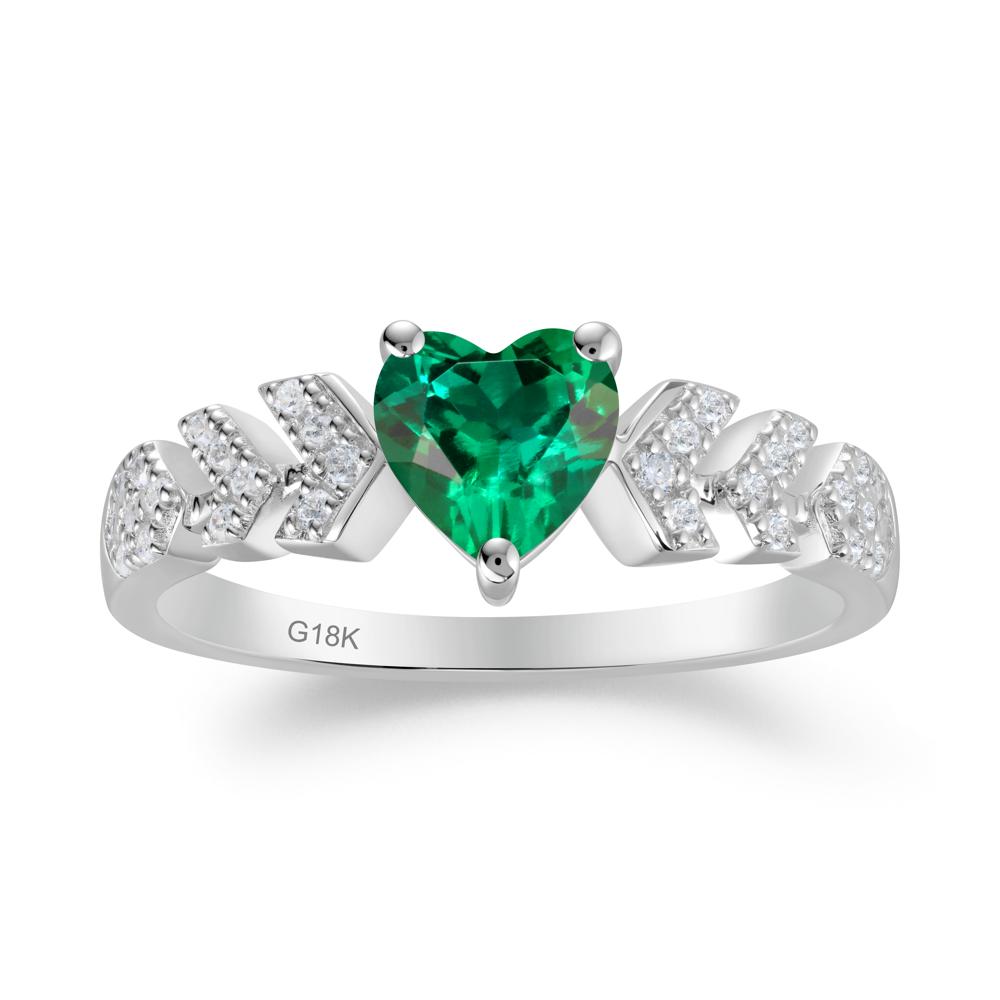 Cupid Inspired Heart Emerald Wedding Ring - LUO Jewelry #metal_18k white gold
