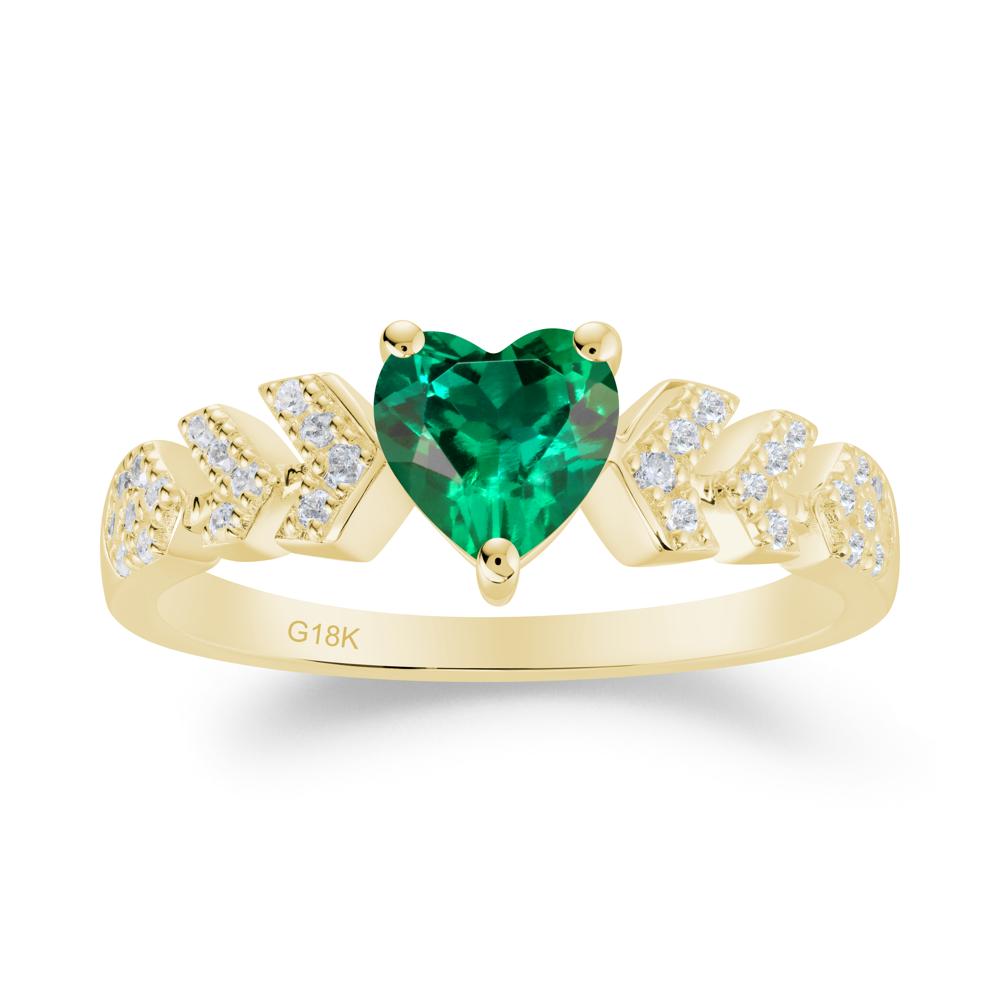 Cupid Inspired Heart Emerald Wedding Ring - LUO Jewelry #metal_18k yellow gold