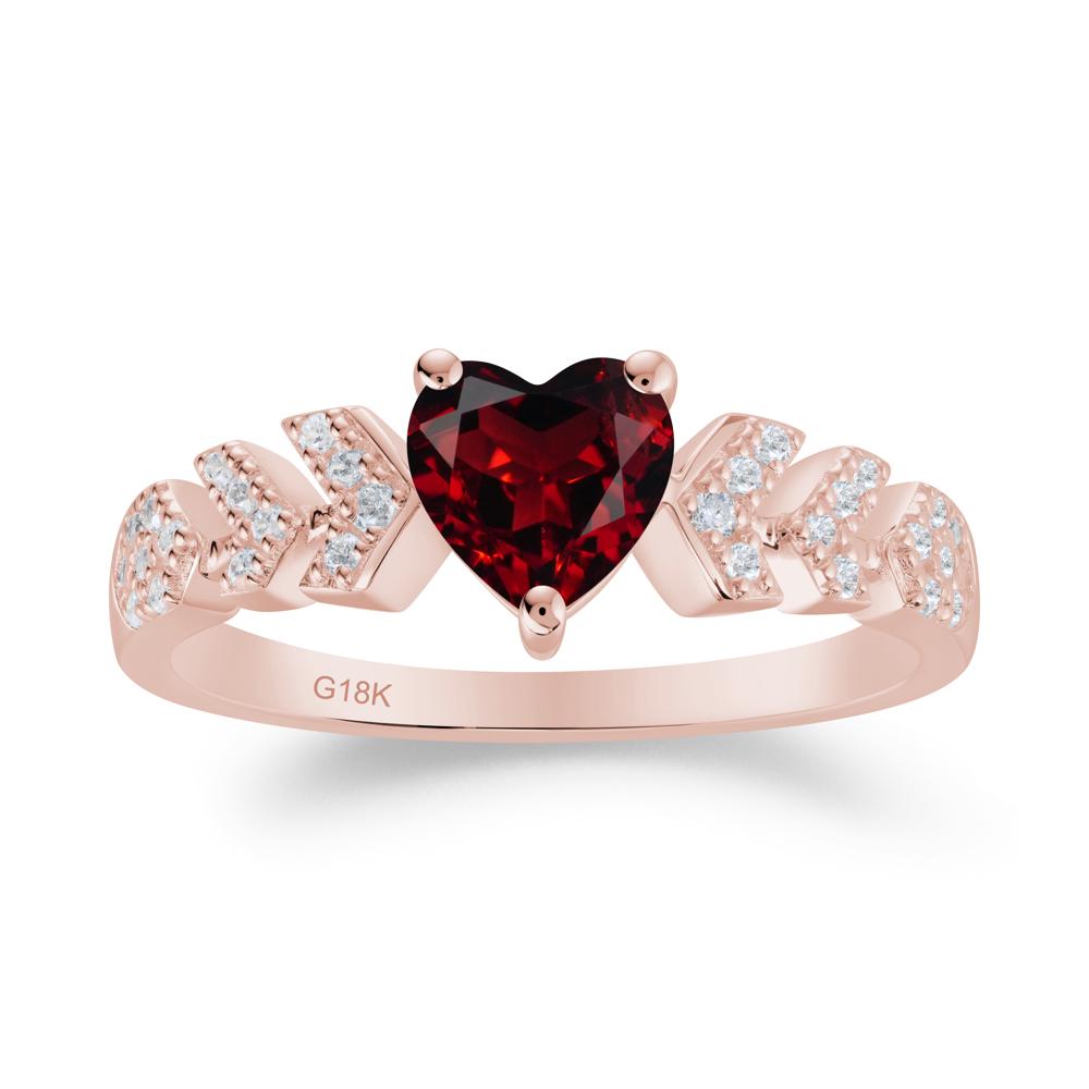 Cupid Arrow Heart Garnet Promise Ring - LUO Jewelry #metal_18k rose gold