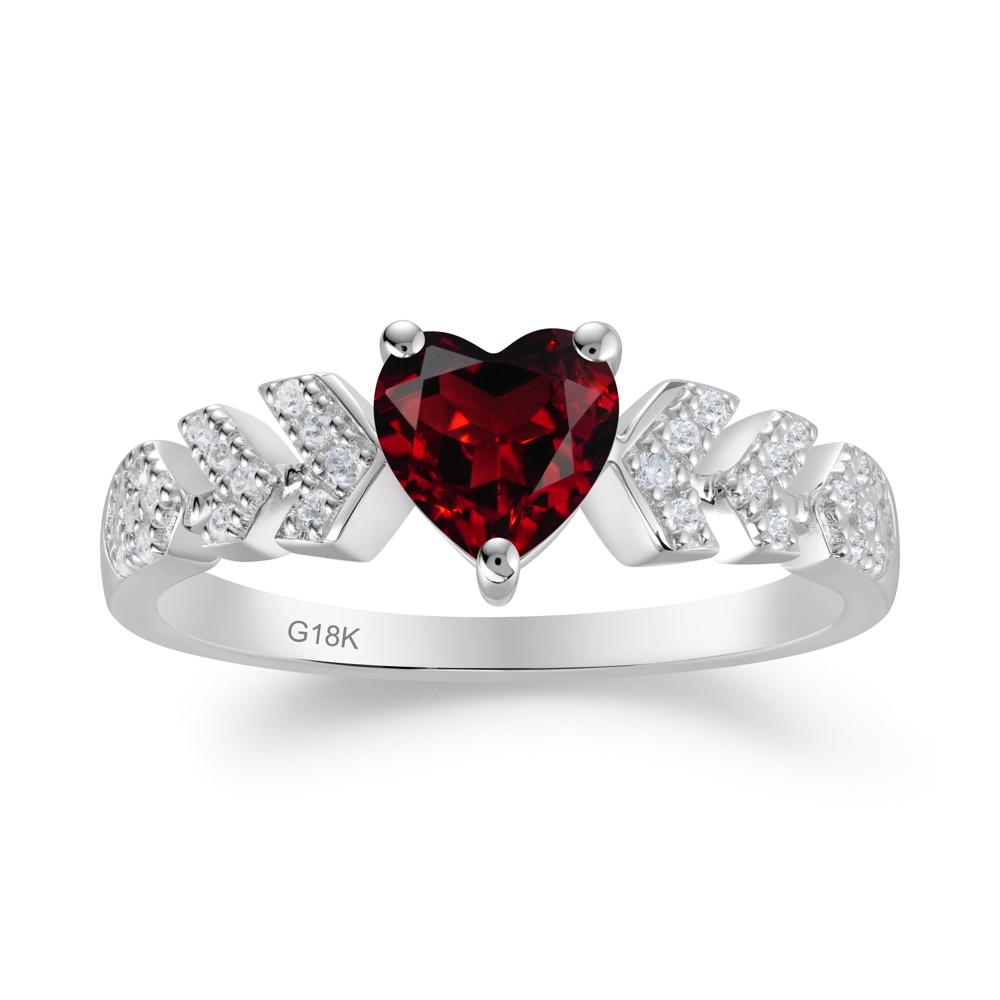 Cupid Arrow Heart Garnet Promise Ring - LUO Jewelry #metal_18k white gold