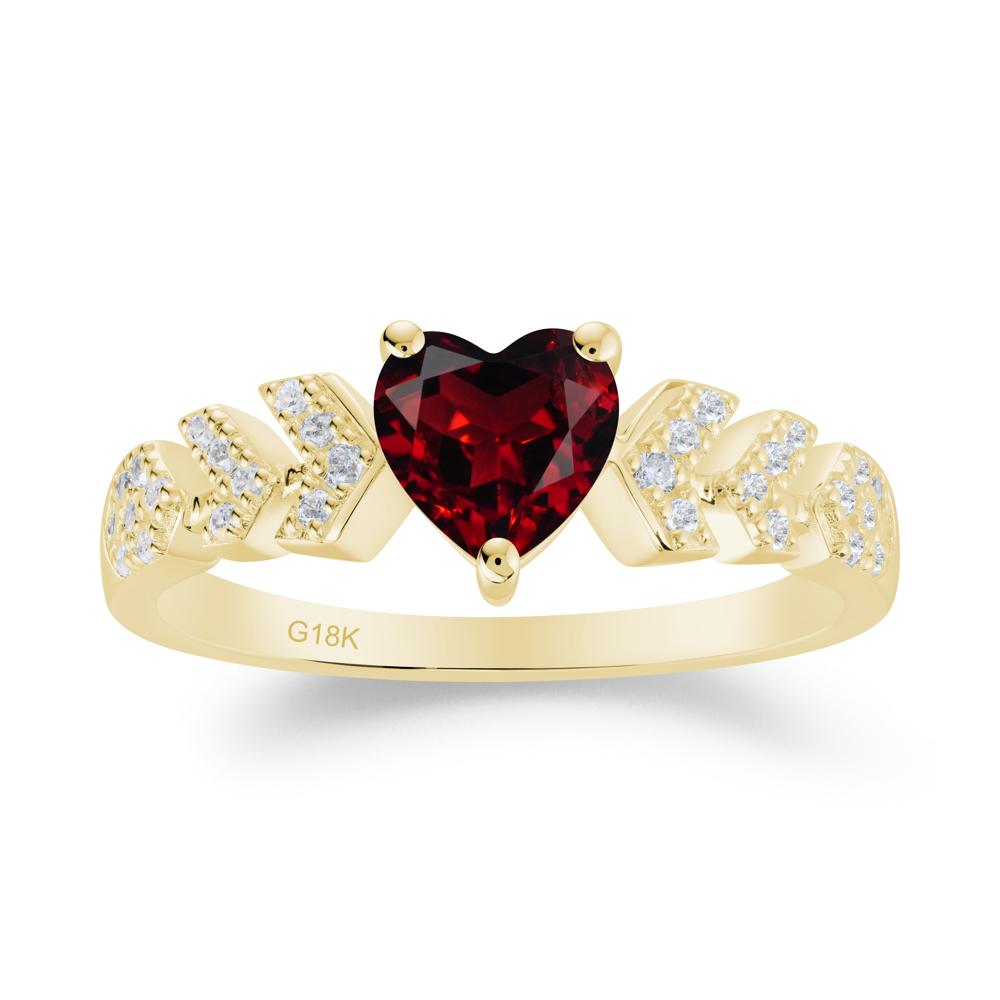 Cupid Arrow Heart Garnet Promise Ring - LUO Jewelry #metal_18k yellow gold