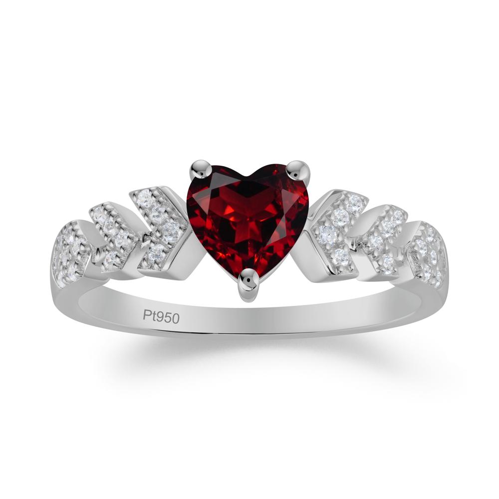 Cupid Arrow Heart Garnet Promise Ring - LUO Jewelry #metal_platinum