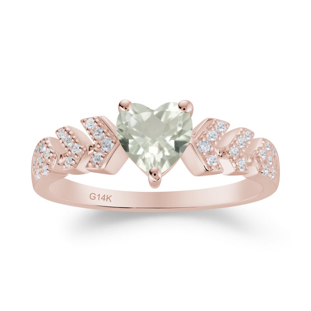 Cupid Arrow Heart Green Amethyst Promise Ring - LUO Jewelry #metal_14k rose gold