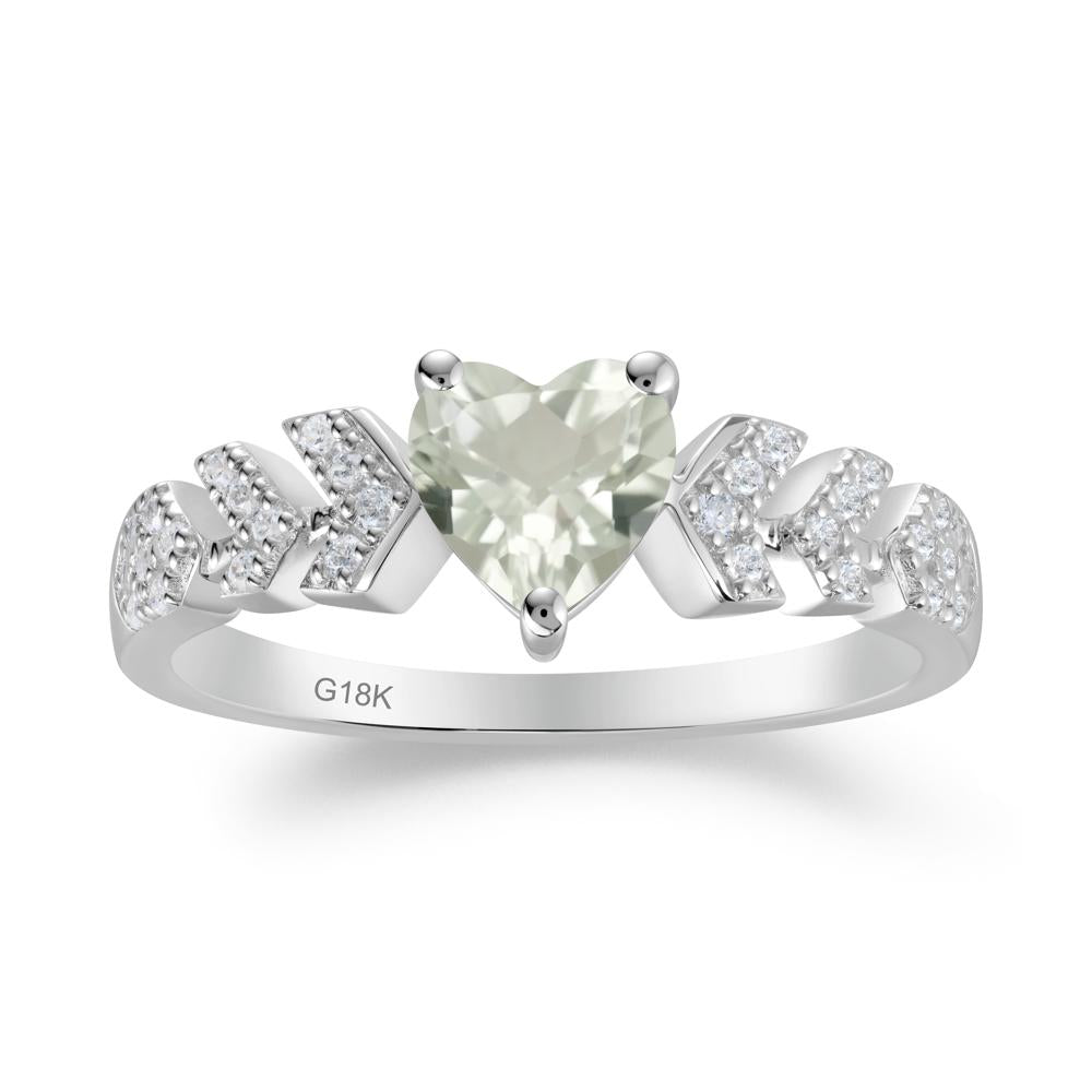 Cupid Arrow Heart Green Amethyst Promise Ring - LUO Jewelry #metal_18k white gold