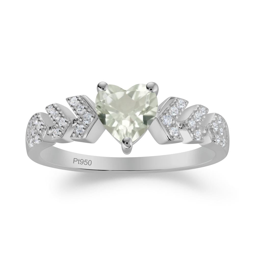 Cupid Arrow Heart Green Amethyst Promise Ring - LUO Jewelry #metal_platinum