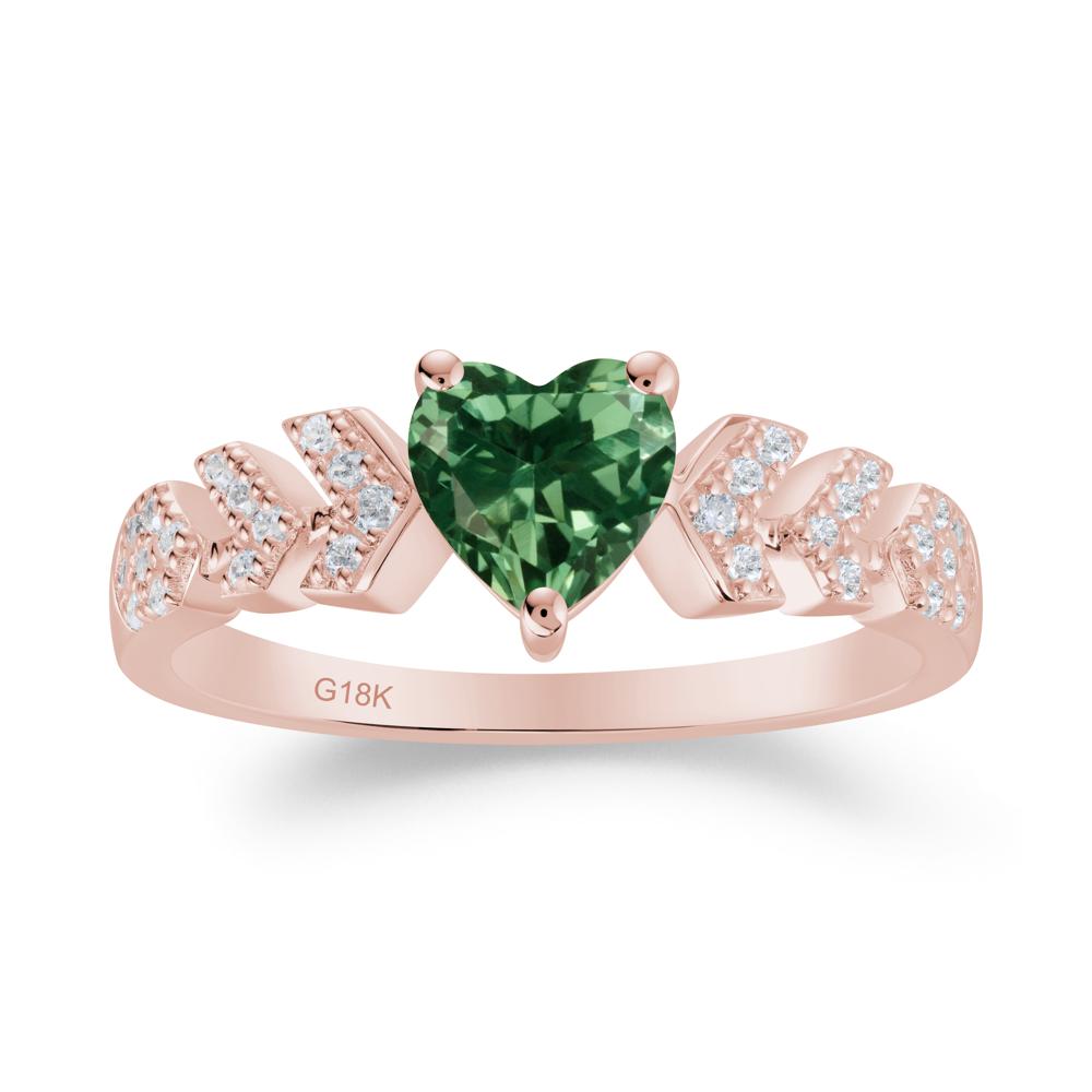Romantic Heart Cut Green Sapphire Statement Ring - LUO Jewelry #metal_18k rose gold