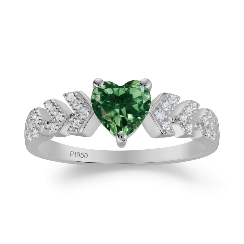 Romantic Heart Cut Green Sapphire Statement Ring - LUO Jewelry #metal_platinum