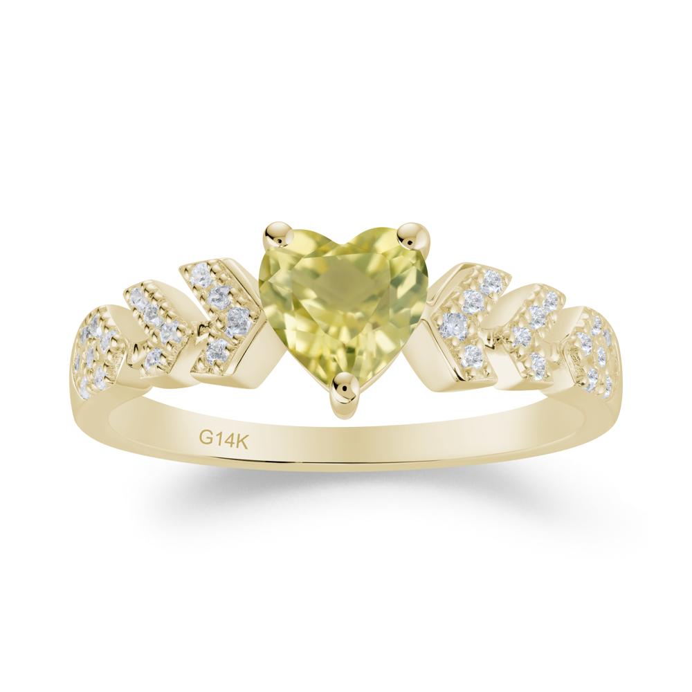 Cupid Inspired Heart Lemon Quartz Wedding Ring - LUO Jewelry #metal_14k yellow gold