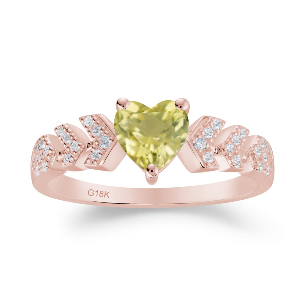 Cupid Inspired Heart Lemon Quartz Wedding Ring - LUO Jewelry #metal_18k rose gold