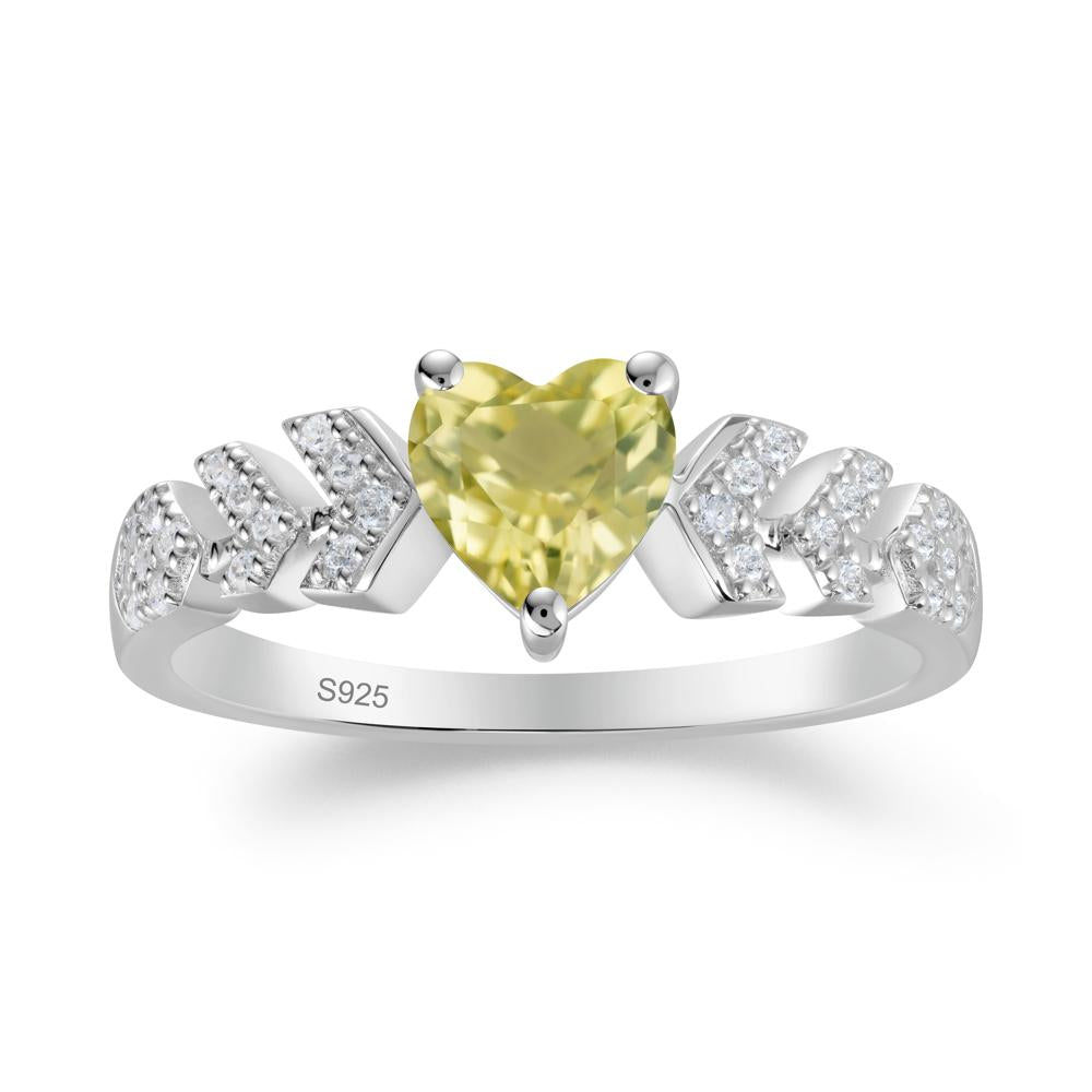 Cupid Inspired Heart Lemon Quartz Wedding Ring - LUO Jewelry #metal_sterling silver