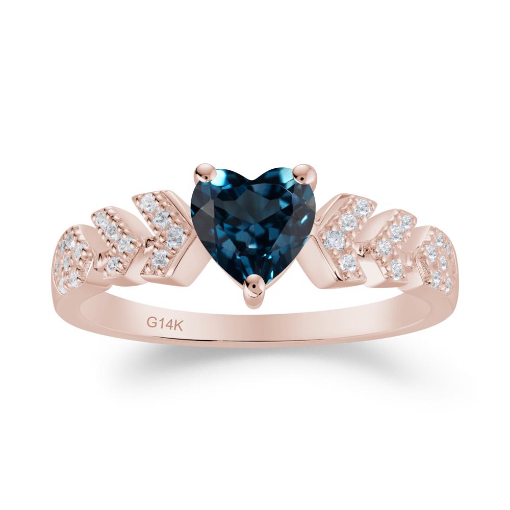 Cupid Arrow Heart London Blue Topaz Promise Ring - LUO Jewelry #metal_14k rose gold