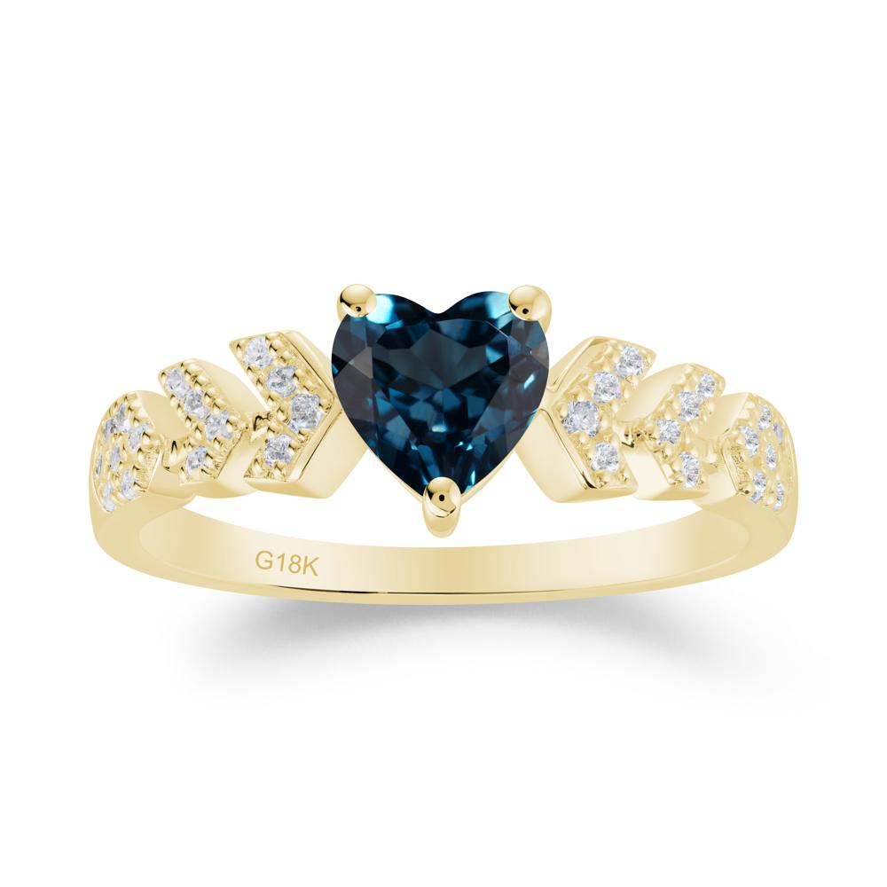 Cupid Arrow Heart London Blue Topaz Promise Ring - LUO Jewelry #metal_18k yellow gold