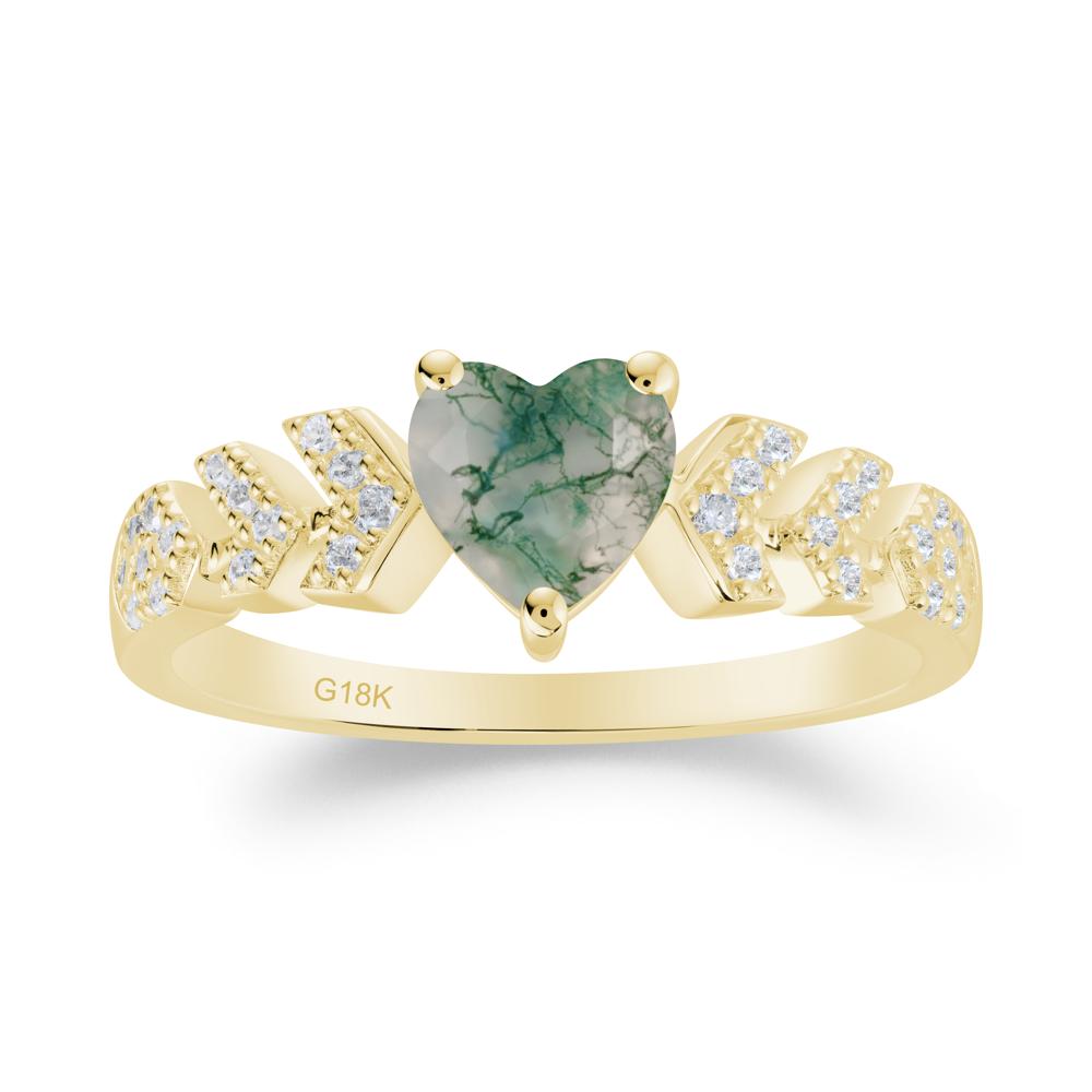 Cupid Inspired Heart Moss Agate Wedding Ring - LUO Jewelry #metal_18k yellow gold