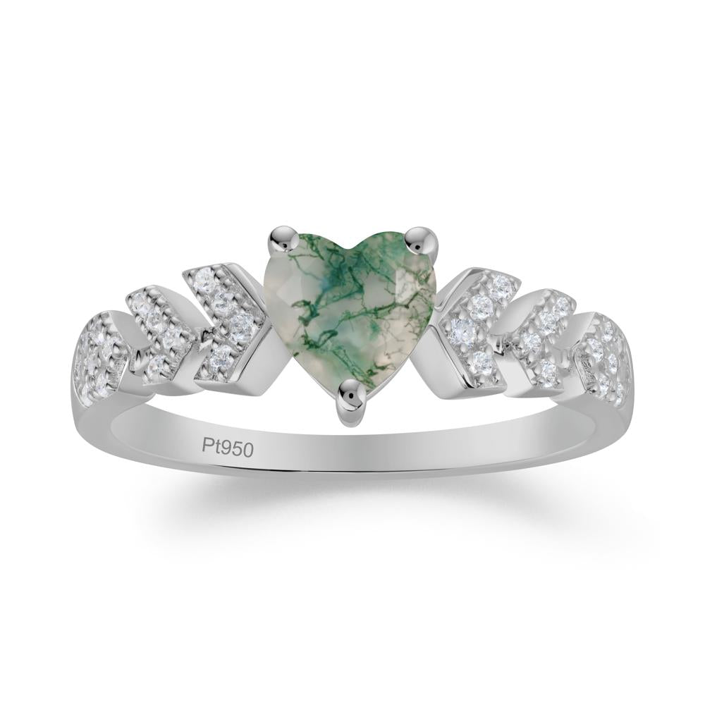 Cupid Inspired Heart Moss Agate Wedding Ring - LUO Jewelry #metal_platinum