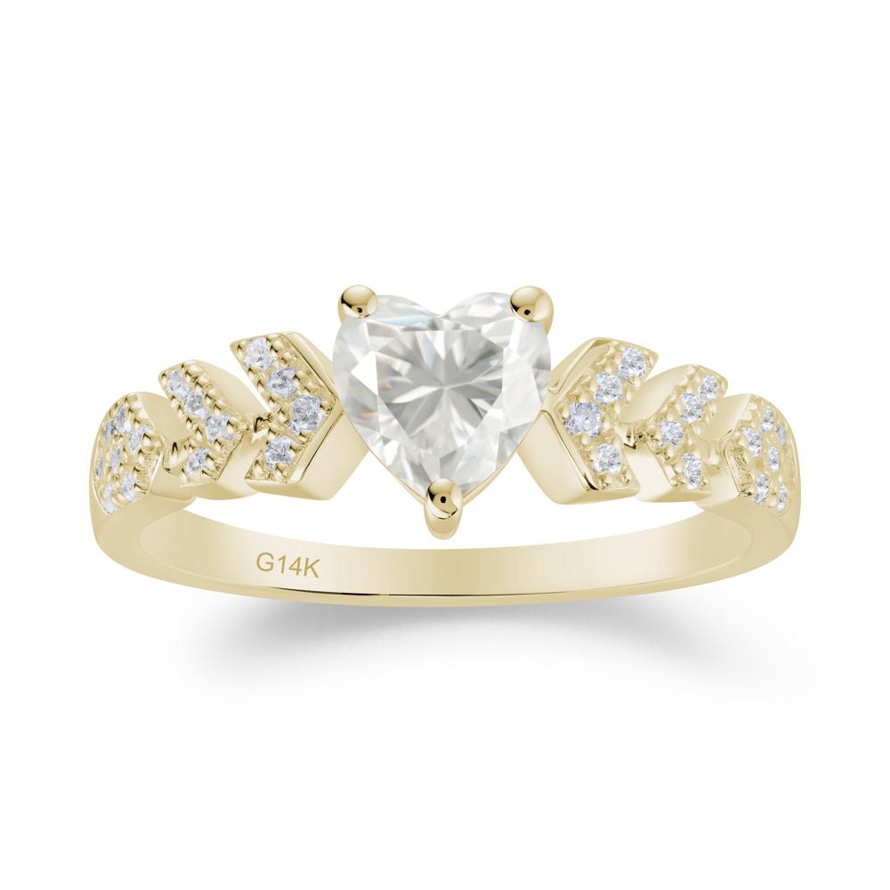 Cupid Arrow Heart Moissanite Promise Ring - LUO Jewelry #metal_14k yellow gold