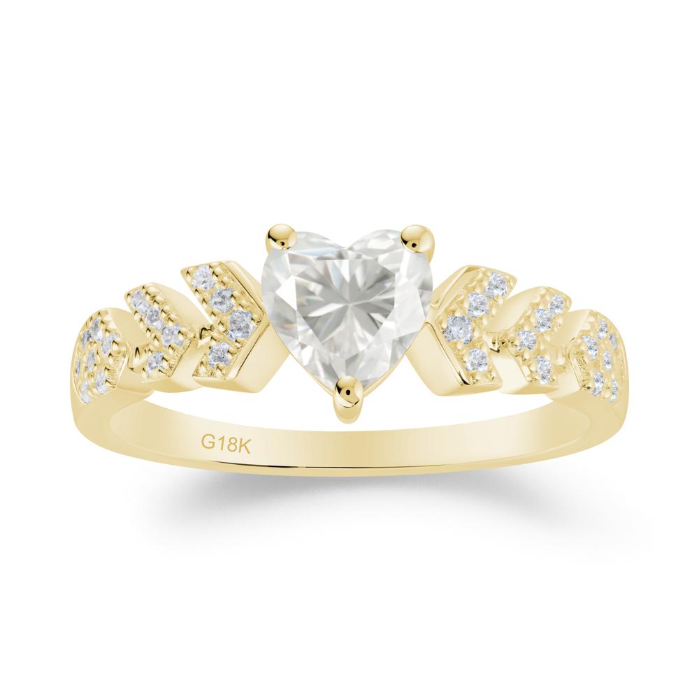 Cupid Arrow Heart Moissanite Promise Ring - LUO Jewelry #metal_18k yellow gold