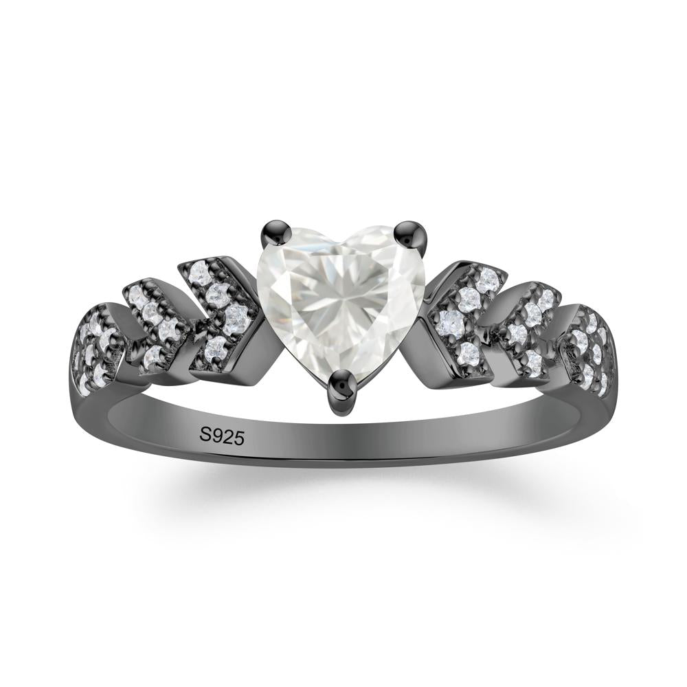 Cupid Arrow Heart Moissanite Promise Ring - LUO Jewelry #metal_black finish sterling silver