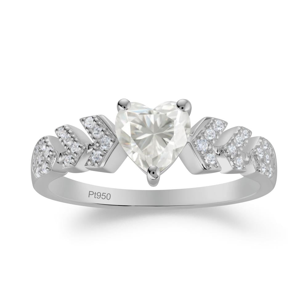 Cupid Arrow Heart Moissanite Promise Ring - LUO Jewelry #metal_platinum