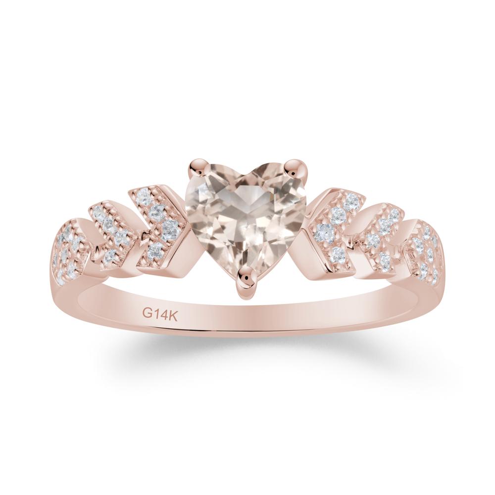 Cupid Inspired Heart Morganite Wedding Ring - LUO Jewelry #metal_14k rose gold