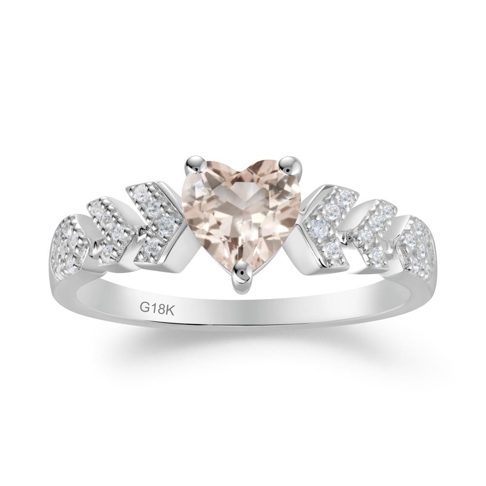 Cupid Inspired Heart Morganite Wedding Ring - LUO Jewelry #metal_18k white gold