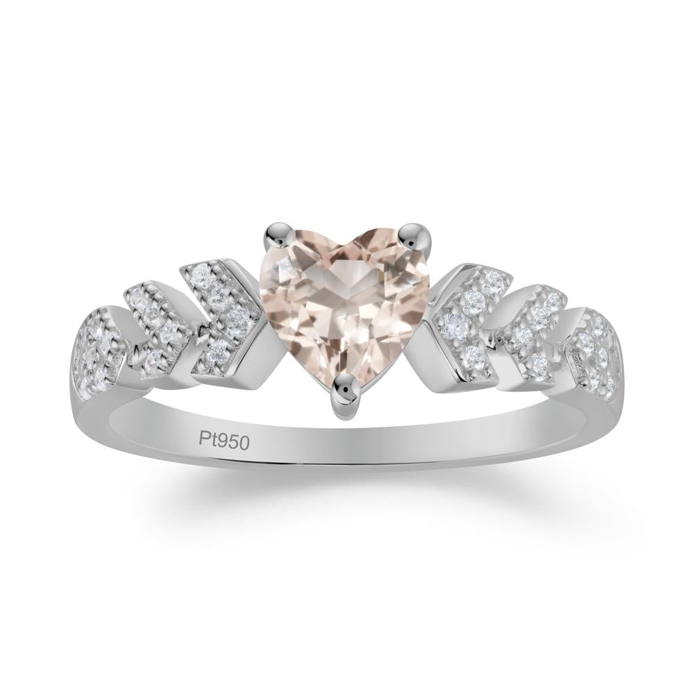 Cupid Inspired Heart Morganite Wedding Ring - LUO Jewelry #metal_platinum