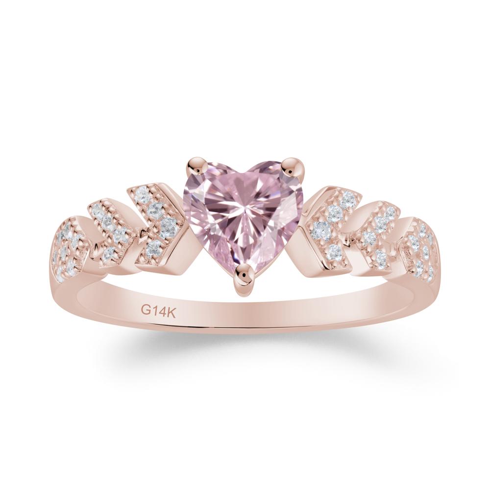 Romantic Heart Cut Pink Cubic Zirconia Statement Ring - LUO Jewelry #metal_14k rose gold