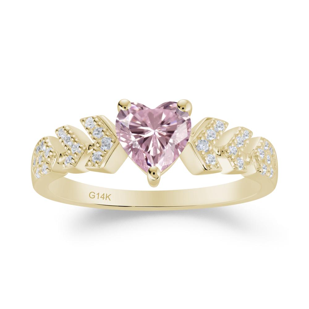 Romantic Heart Cut Pink Cubic Zirconia Statement Ring - LUO Jewelry #metal_14k yellow gold