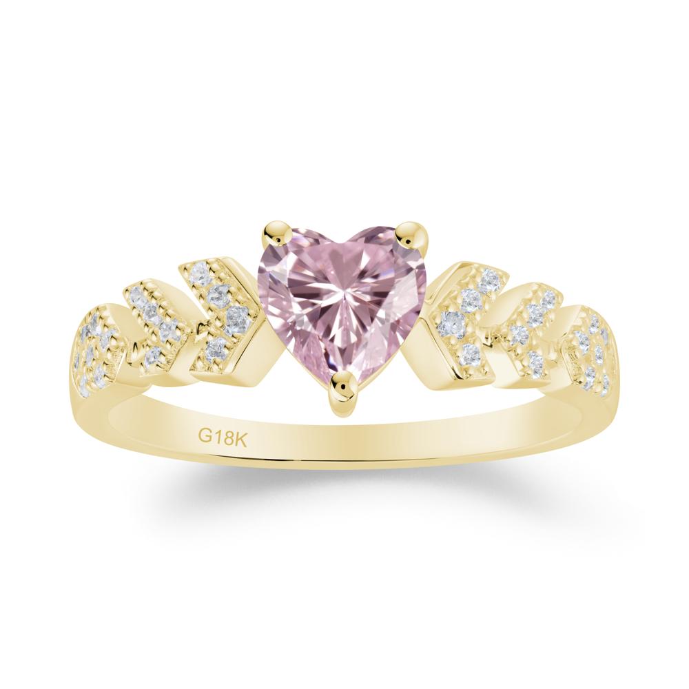 Romantic Heart Cut Pink Cubic Zirconia Statement Ring - LUO Jewelry #metal_18k yellow gold