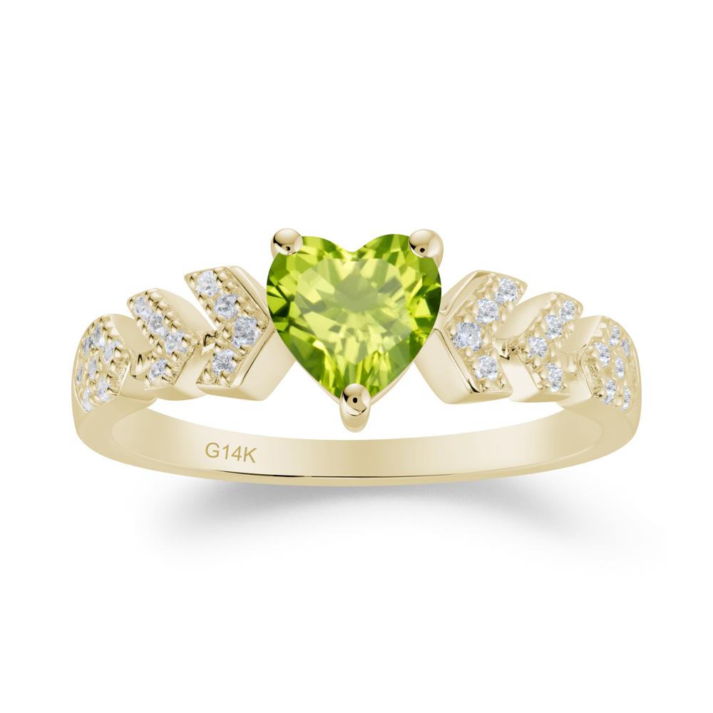 Cupid Inspired Heart Peridot Wedding Ring - LUO Jewelry #metal_14k yellow gold