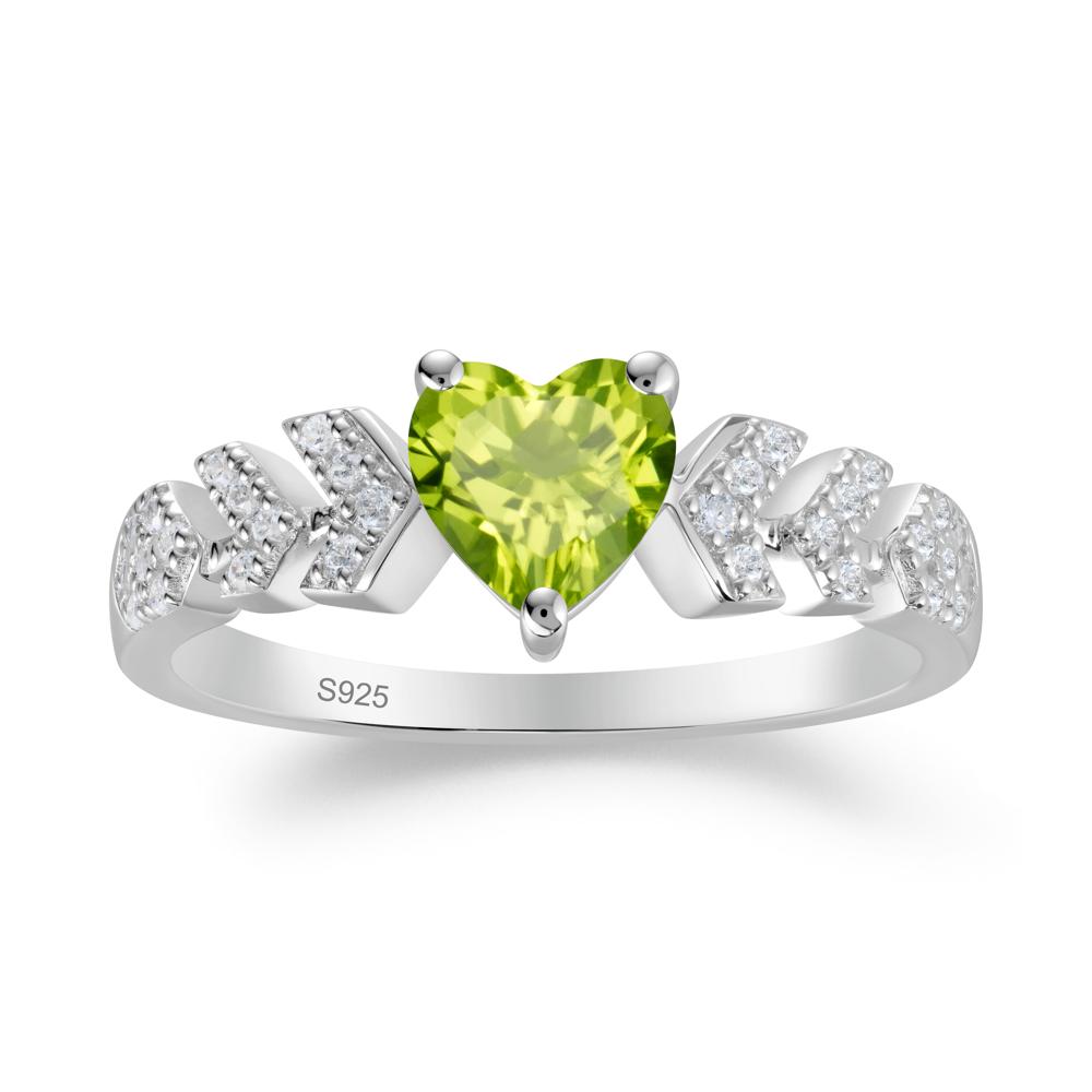 Cupid Inspired Heart Peridot Wedding Ring - LUO Jewelry #metal_sterling silver