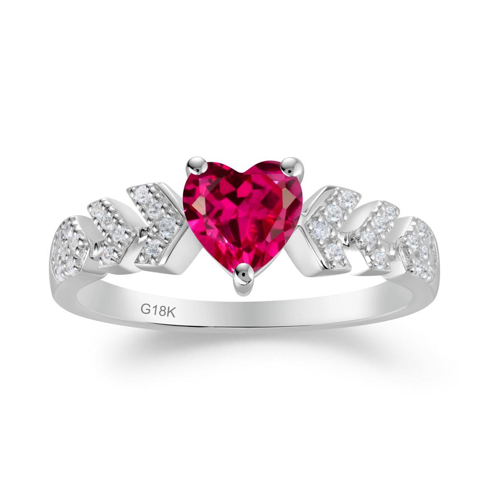 Cupid Inspired Heart Ruby Wedding Ring - LUO Jewelry #metal_18k white gold