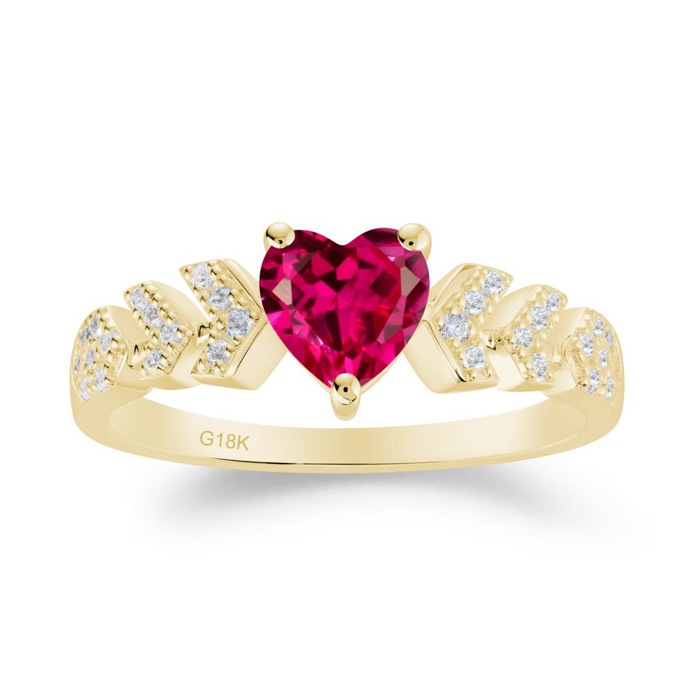 Cupid Inspired Heart Ruby Wedding Ring - LUO Jewelry #metal_18k yellow gold